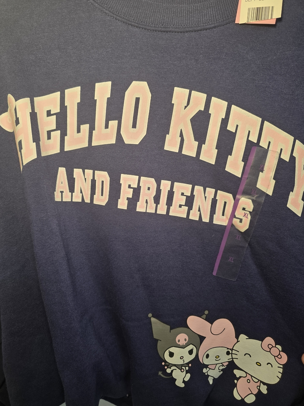 Hello Kitty Navy Crop Sweatshirt with Pink Trim XL - Picture 2 of 3